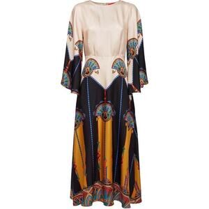 La DoubleJ Aswan Sorella Silk Midi Dress SZ S